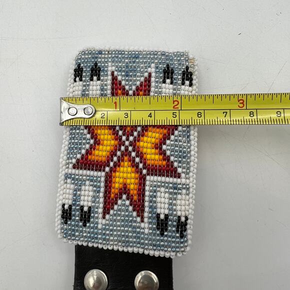 Chacon Brown Leather Belt Native American Beaded Belt 31 main image 4